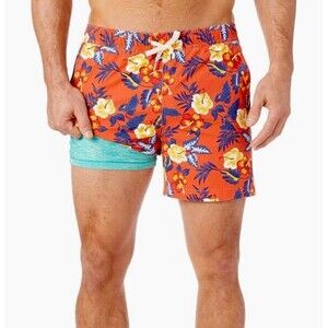 FAIR HARBOR Men's The Bungalow 5 in Shorts Swim Trunk Red Tropics Beach Surf 3XL